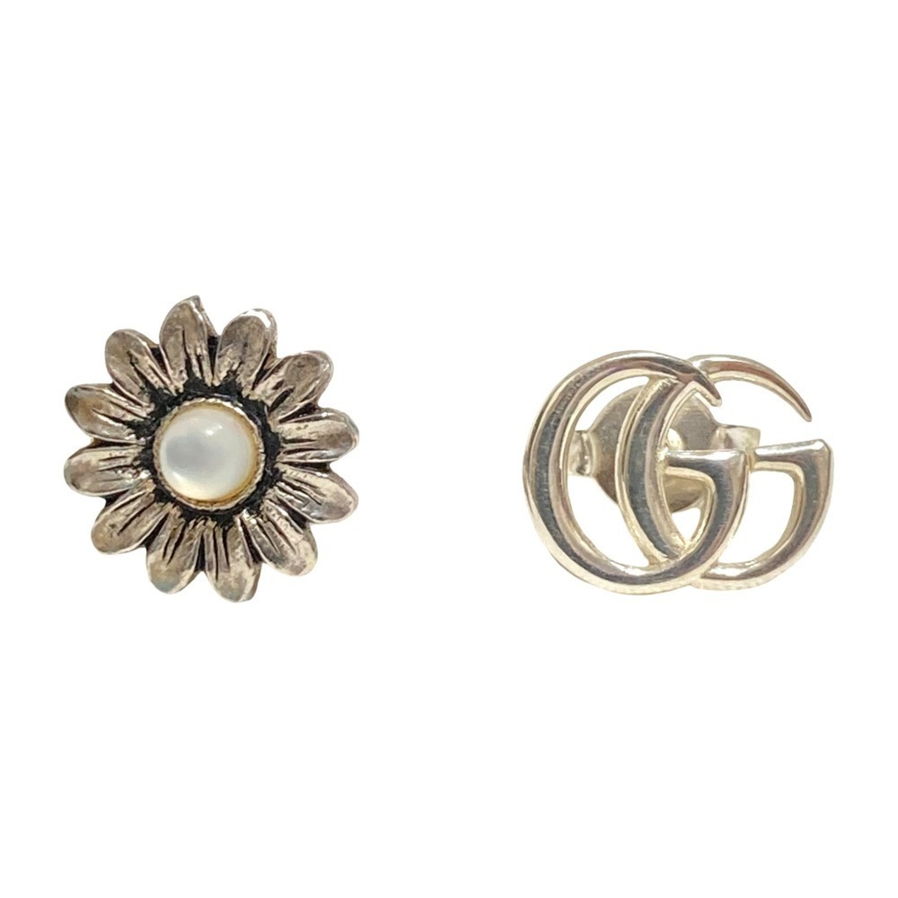 GUCCI Double G Flower Motif Stud Earrings, 925 Silver, Men's & Women's